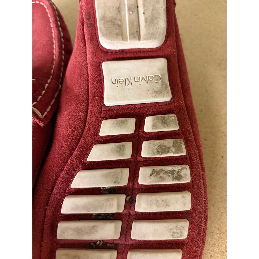 Calvin Klein Mens Red Suede Driving Loafers Moc Toe Slip On Size 11 - Picture 4 of 6